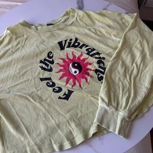 Forever 21 Light Green Sweatshirt with Pink and Black Graphic